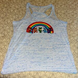 Grateful Dead Dancing Bears Women’s 2XL Bella Canvas Flowy Tank Blue Soft & Thin